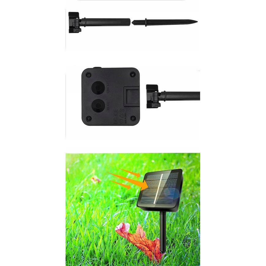 Solarny łańcuch dekoracyjny 30 diod LED / 8 funkcji, 500 mAh, 6,5 m, IP67, ciepła biel