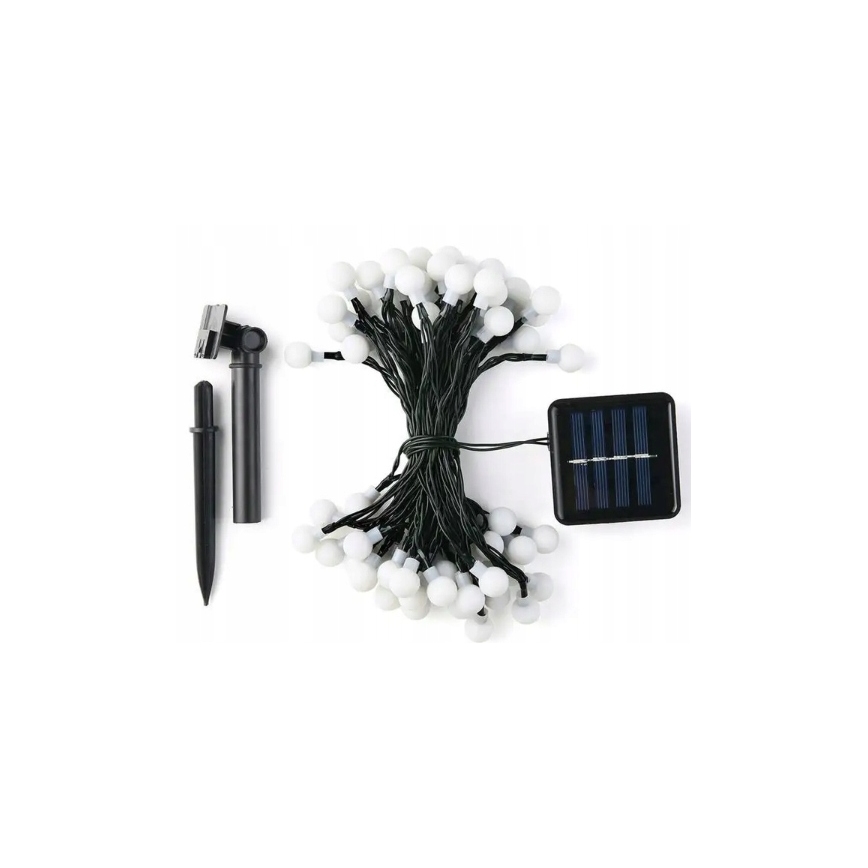 Solarny łańcuch dekoracyjny 30 diod LED / 8 funkcji, 500 mAh, 6,5 m, IP67, ciepła biel
