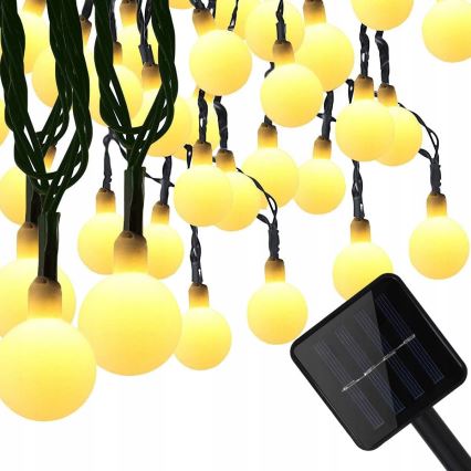Solarny łańcuch dekoracyjny 50 diod LED / 8 trybów 500 mAh 9,5 m IP67 ciepła biała