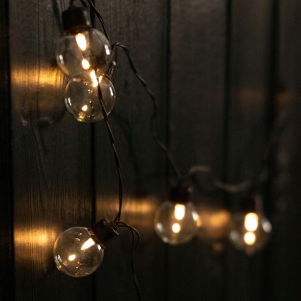 Solarny łańcuch dekoracyjny LED — 30 diod LED, 8 trybów, akumulator 500 mAh, długość 10,6 m, IP67, ciepłe białe światło