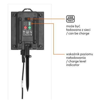 LED ściemnialny solarny łańcuch dekoracyjny STARLIGHT NEO 10xE27/3,7V 2700K IP54 1200 mAh 11,5m + zdalne sterowanie