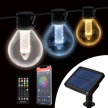 Solarny łańcuch świetlny LED ściemnialny 15xLED/1,5W/3,7/5V 2700-10000K 2200 mAh 9 m IP65 czarny + pilot zdalnego sterowania