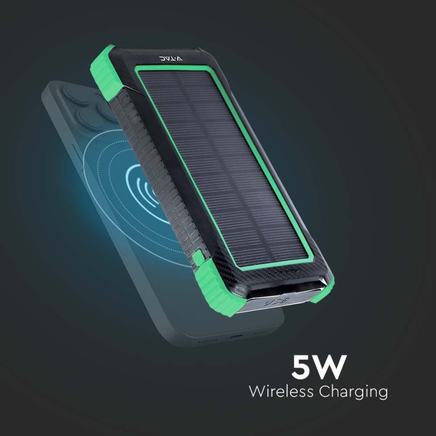 Solarny power bank Power Delivery 10000mAh/10W/5V czarny