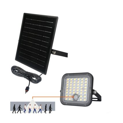 Ściemnialny solarny reflektor LED z czujnikiem LED/10W/3,7V 3000/4000K IP65 3600 mAh + pilot zdalnego sterowania