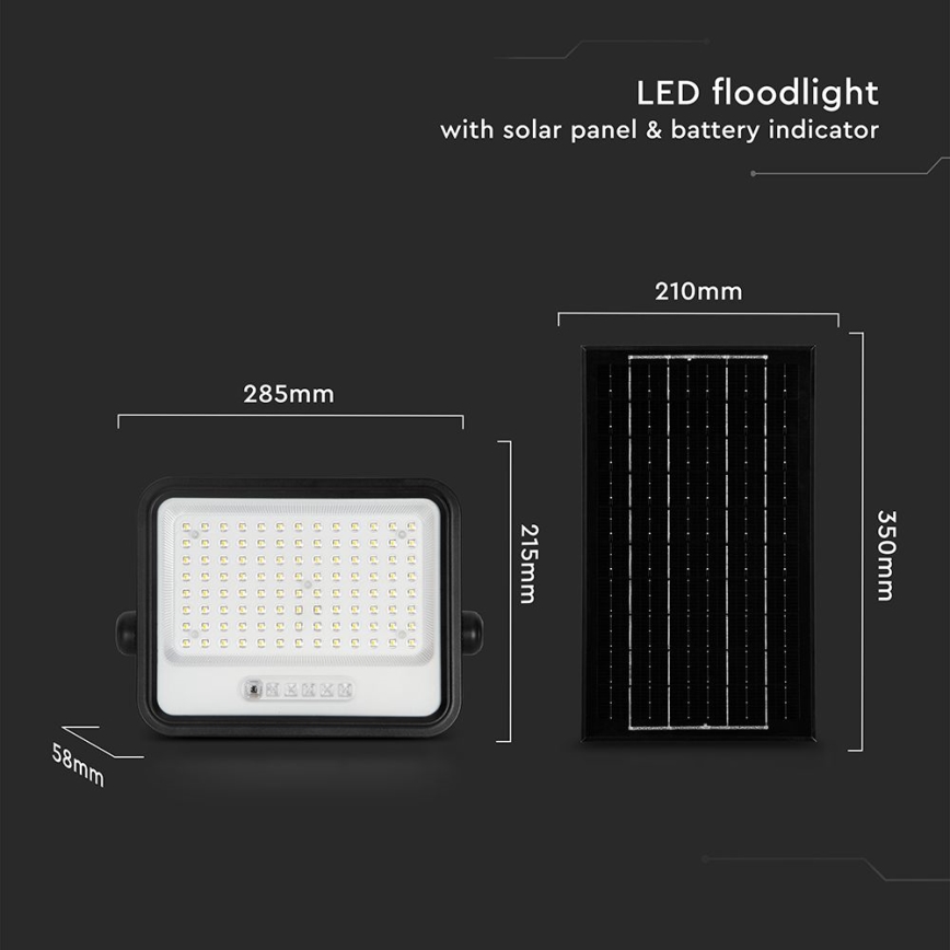 LED ściemnialny solarny reflektor LED/200W/3,2V 2000-8000K IP65 10000 mAh czarny + zdalne sterowanie