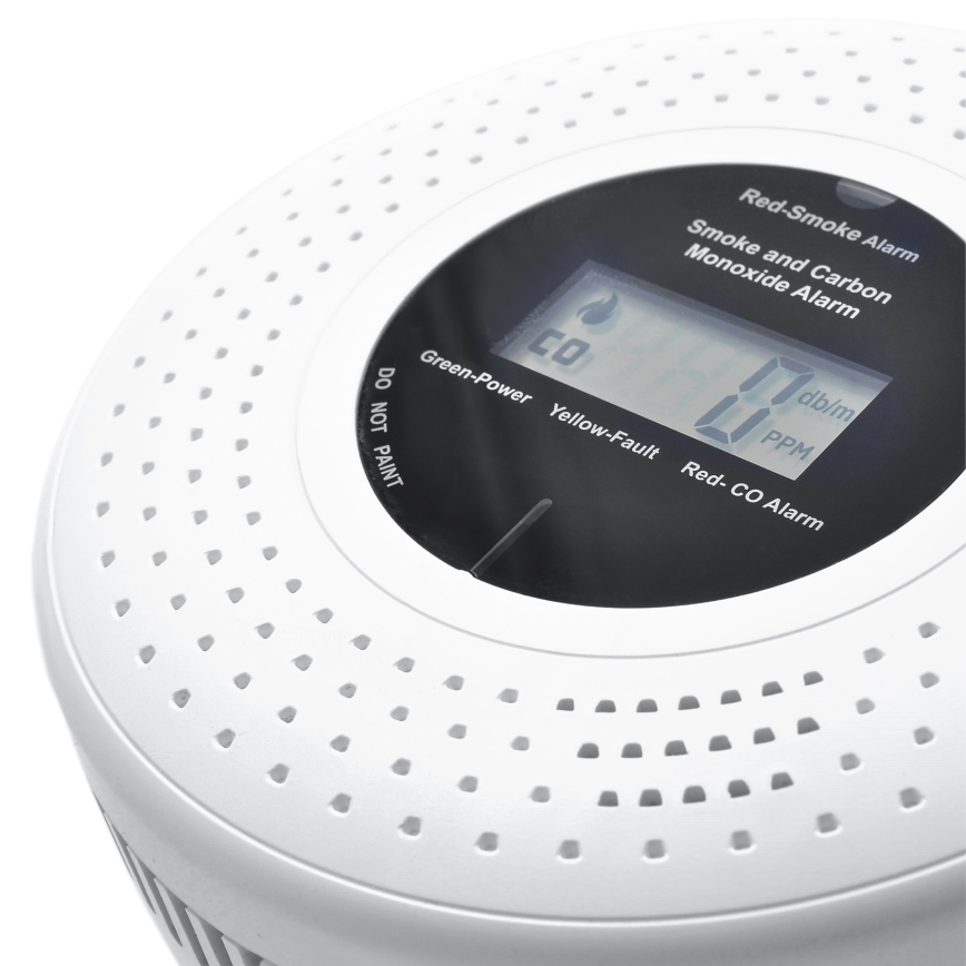 Detektor dymu i tlenku węgla z wyświetlaczem LCD 2xAA