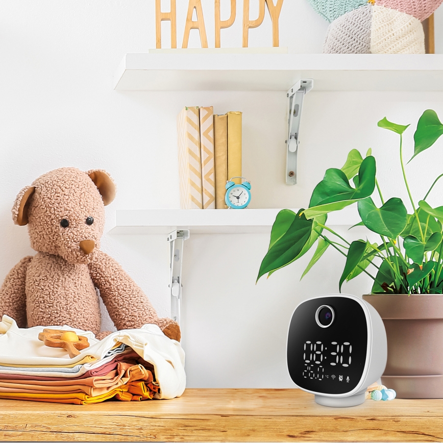 Inteligentna kamera z budzikiem, termometrem i oświetleniem LED 1296p 3Mpx 5V Wi-Fi Tuya IP65