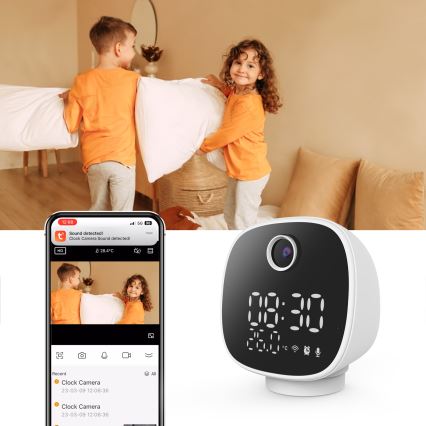 Inteligentna kamera z budzikiem, termometrem i oświetleniem LED 1296p 3Mpx 5V Wi-Fi Tuya IP65