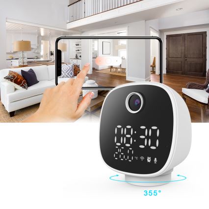 Inteligentna kamera z budzikiem, termometrem i oświetleniem LED 1296p 3Mpx 5V Wi-Fi Tuya IP65