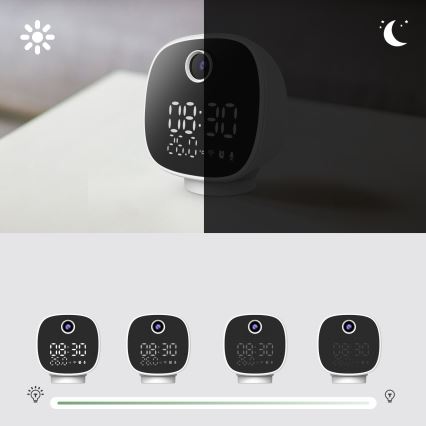 Inteligentna kamera z budzikiem, termometrem i oświetleniem LED 1296p 3Mpx 5V Wi-Fi Tuya IP65