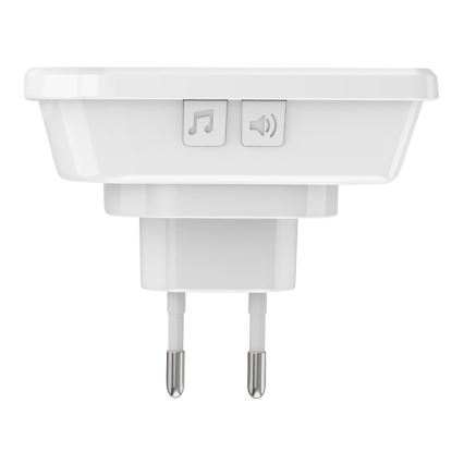 Dzwonek bezprzewodowy do kontaktu 230V + 2x przycisk IP56 biały
