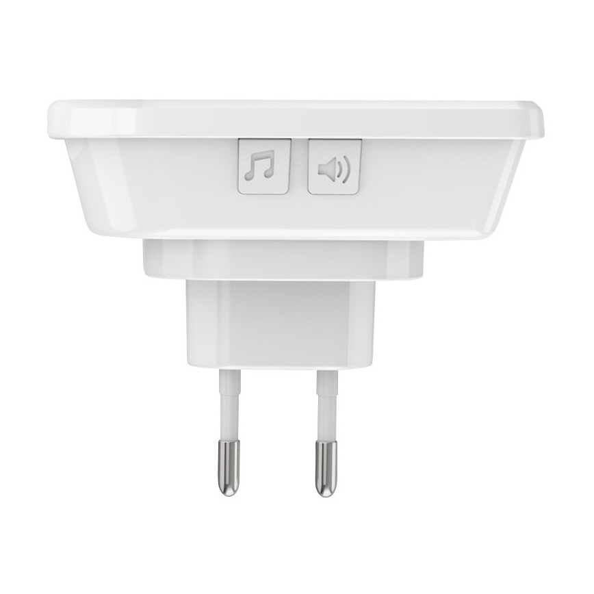Dzwonek bezprzewodowy do kontaktu 230V + 2x przycisk IP56 biały