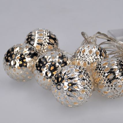 LED Łańcuch bożonarodzeniowy 10xLED 1m ciepła biel