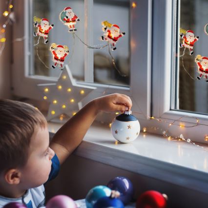 LED łańcuch świąteczny z przyssawkami 6xLED/2xAA 1,2m ciepła biała santa