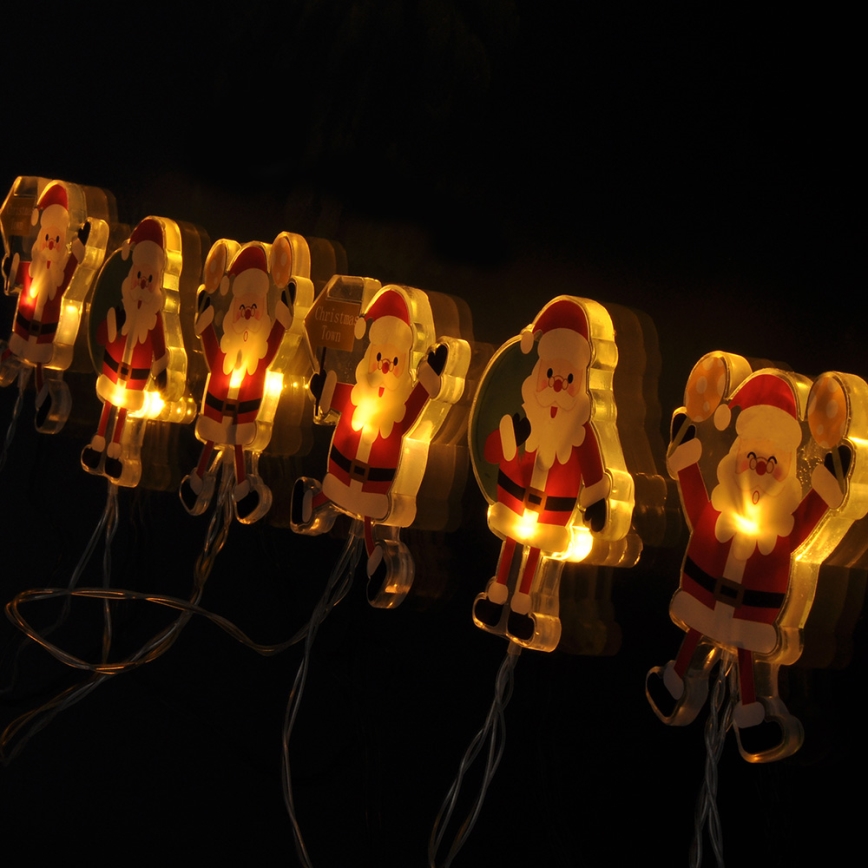 LED łańcuch świąteczny z przyssawkami 6xLED/2xAA 1,2m ciepła biała santa