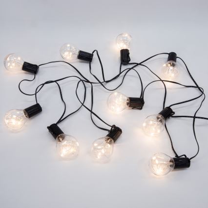 Zewnętrzny łańcuch dekoracyjny LED GIRLANDA 10xLED/3xAA 3m IP44 ciepła biel