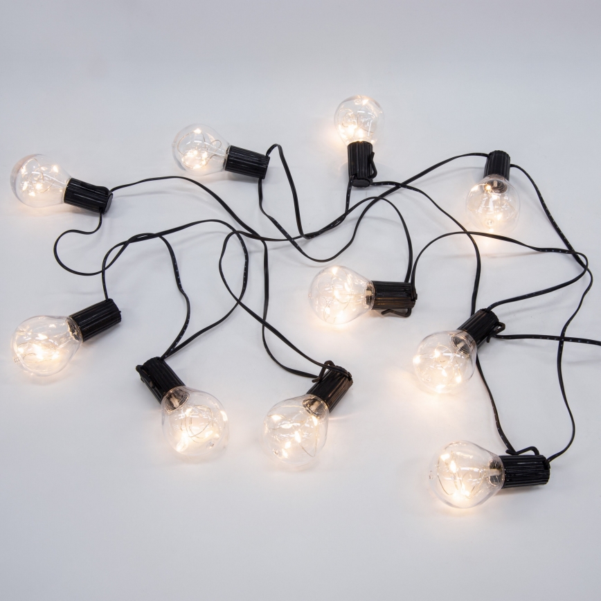 Zewnętrzny łańcuch dekoracyjny LED GIRLANDA 10xLED/3xAA 3m IP44 ciepła biel