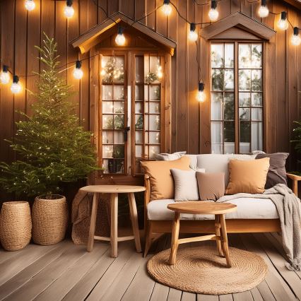 Zewnętrzny łańcuch dekoracyjny LED GIRLANDA 10xLED/3xAA 3m IP44 ciepła biel
