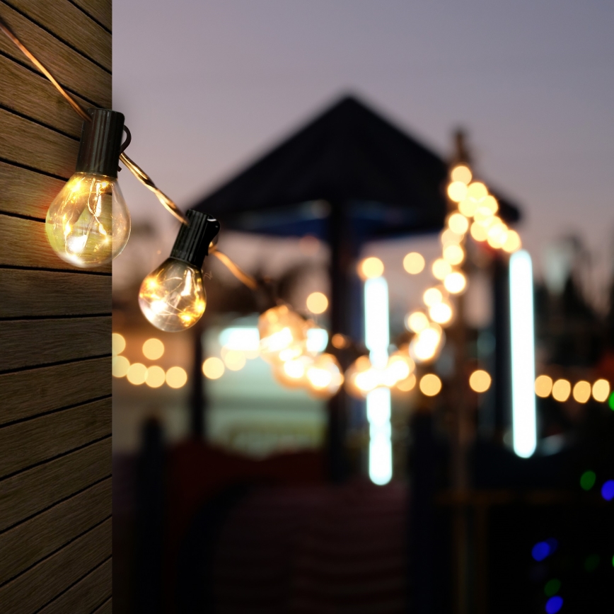 Zewnętrzny łańcuch dekoracyjny LED GIRLANDA 10xLED/3xAA 3m IP44 ciepła biel