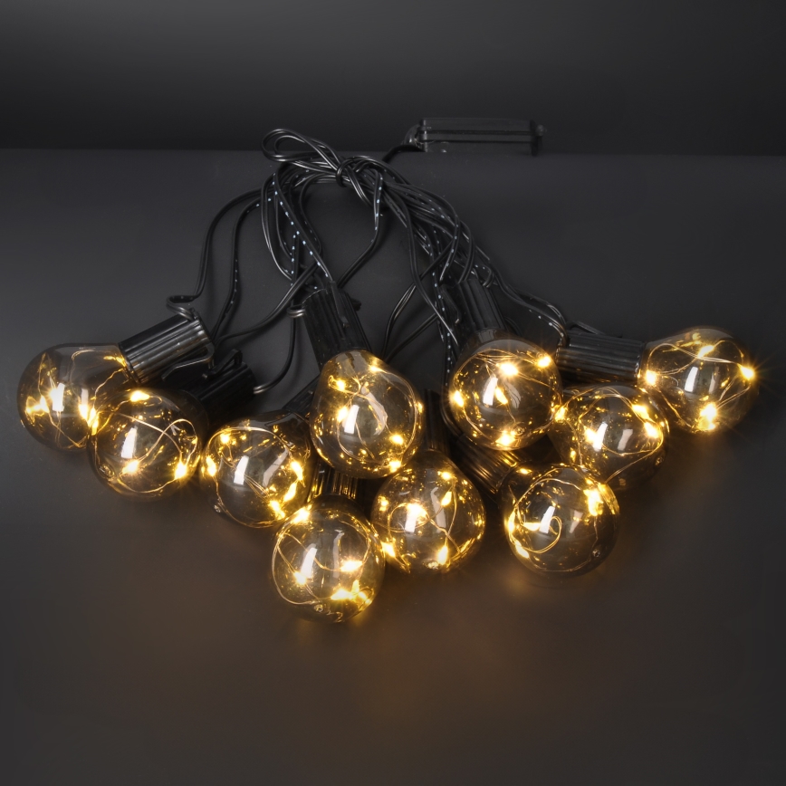 LED zewnętrzny łańcuch dekoracyjny GIRLANDA 10xLED/3xAA 3m IP44, ciepła biel