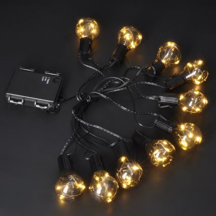 LED zewnętrzny łańcuch dekoracyjny GIRLANDA 10xLED/3xAA 3m IP44, ciepła biel