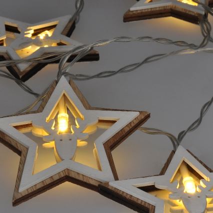 LED Łańcuch świąteczny 10xLED/2xAA 1,8m ciepła biel