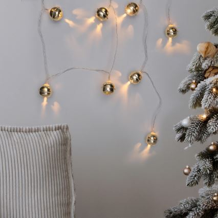 Łańcuch LED 10xLED/2xAA/ciepłe białe światło 1,8m z dzwoneczkami