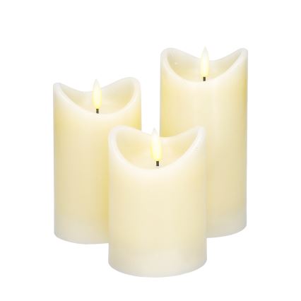 ZESTAW 3x LED Świeca z naturalnego wosku LED/3xAAA/ciepła biel