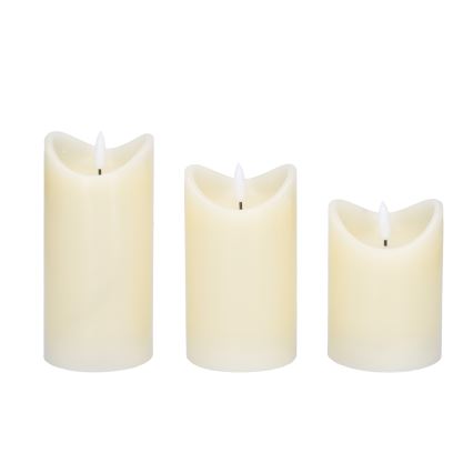 ZESTAW 3x LED Świeca z naturalnego wosku LED/3xAAA/ciepła biel