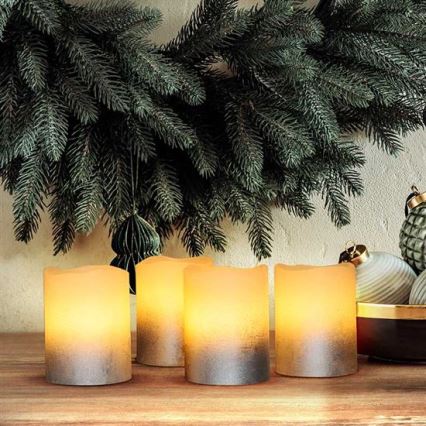 ZESTAW 4x świec LED z naturalnego wosku LED/1xCR2032 ciepła biała