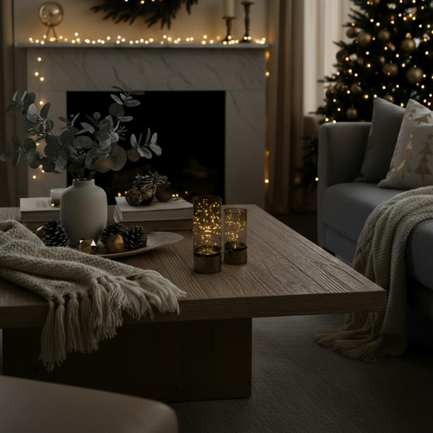 ZESTAW 2x lampki LED świąteczne 20xLED+10xLED/2xAA+3xAA ciepła biała