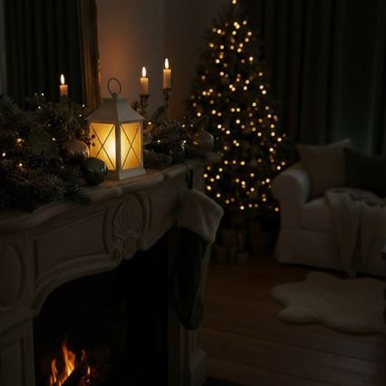 LED Świąteczna latarnia LED/2xAA ciepła biała