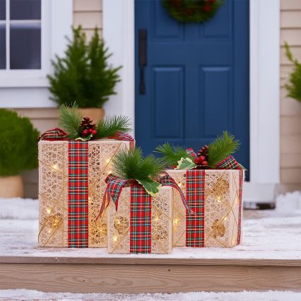 ZESTAW 3x LED Prezent świąteczny 48xLED/3,6W/230V IP44 ciepła biała