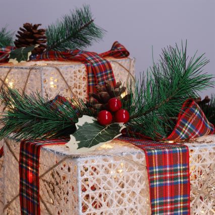 ZESTAW 3x LED Prezent świąteczny 48xLED/3,6W/230V IP44 ciepła biała