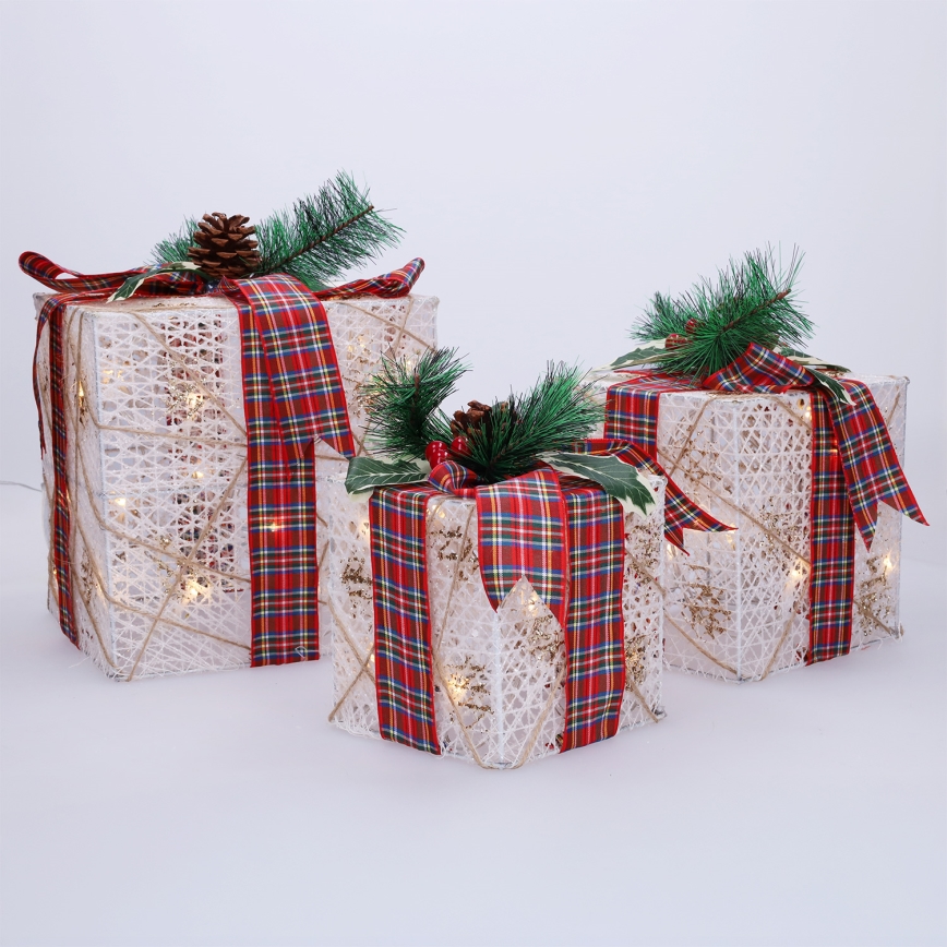 ZESTAW 3x LED Prezent świąteczny 48xLED/3,6W/230V IP44 ciepła biała