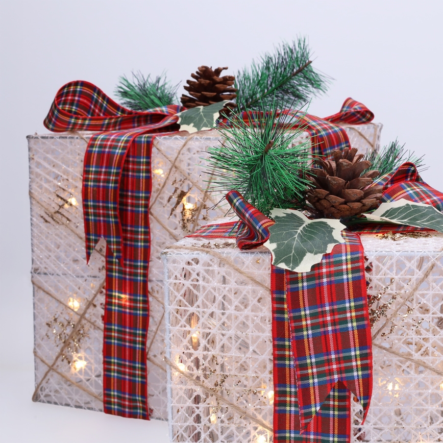 ZESTAW 3x LED Prezent świąteczny 48xLED/3,6W/230V IP44 ciepła biała