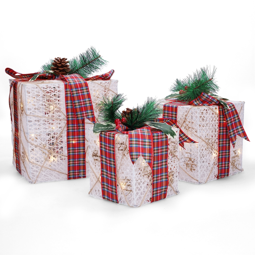 ZESTAW 3x LED Prezent świąteczny 48xLED/3,6W/230V IP44 ciepła biała