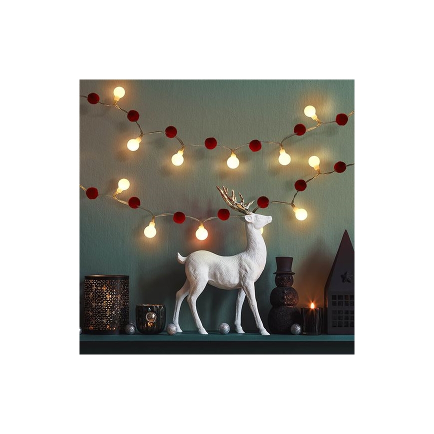Łańcuch LED 20xLED/2xAA 1,8 m ciepła biała