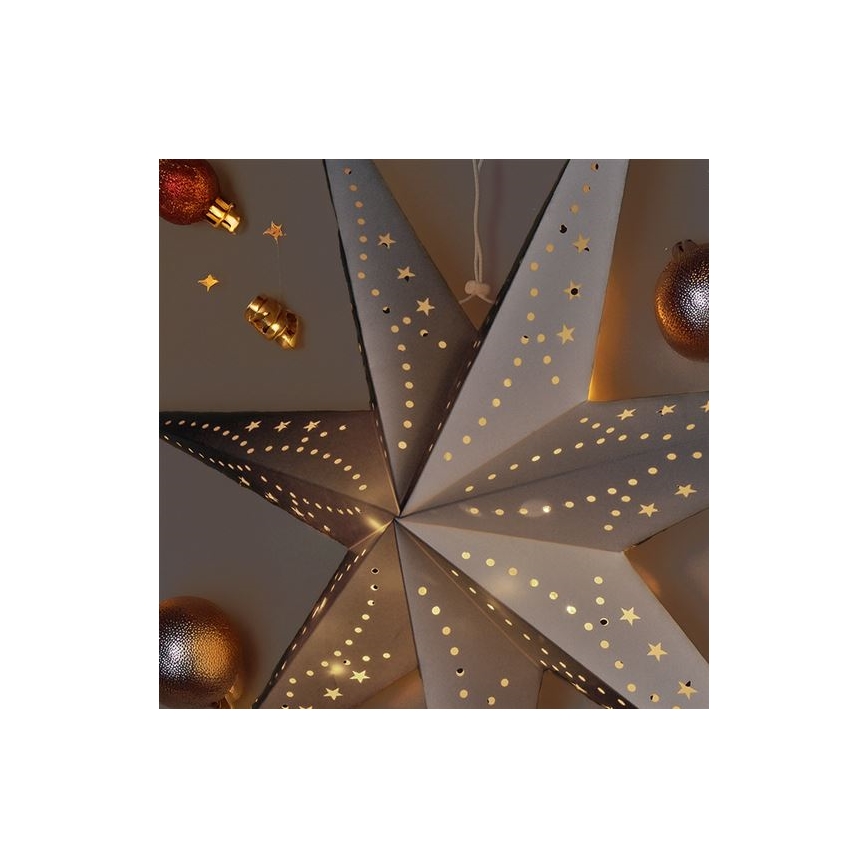 Świąteczna dekoracja LED 20xLED/2xAA, srebrna gwiazda, ciepła biała