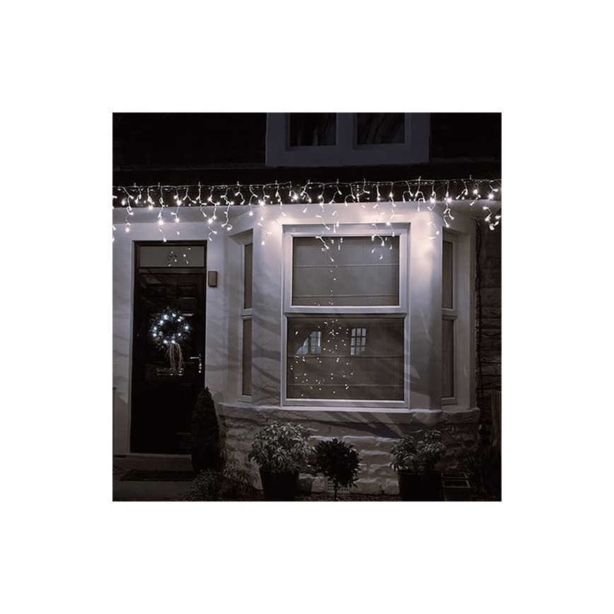 Kurtyna świetlna LED zewnętrzna 360 diod LED/8 funkcji 15 m IP44 ciepła biała