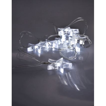 LED Łańcuch świąteczny 2,5 m 10xLED/2xAA gwiazdy białe światło