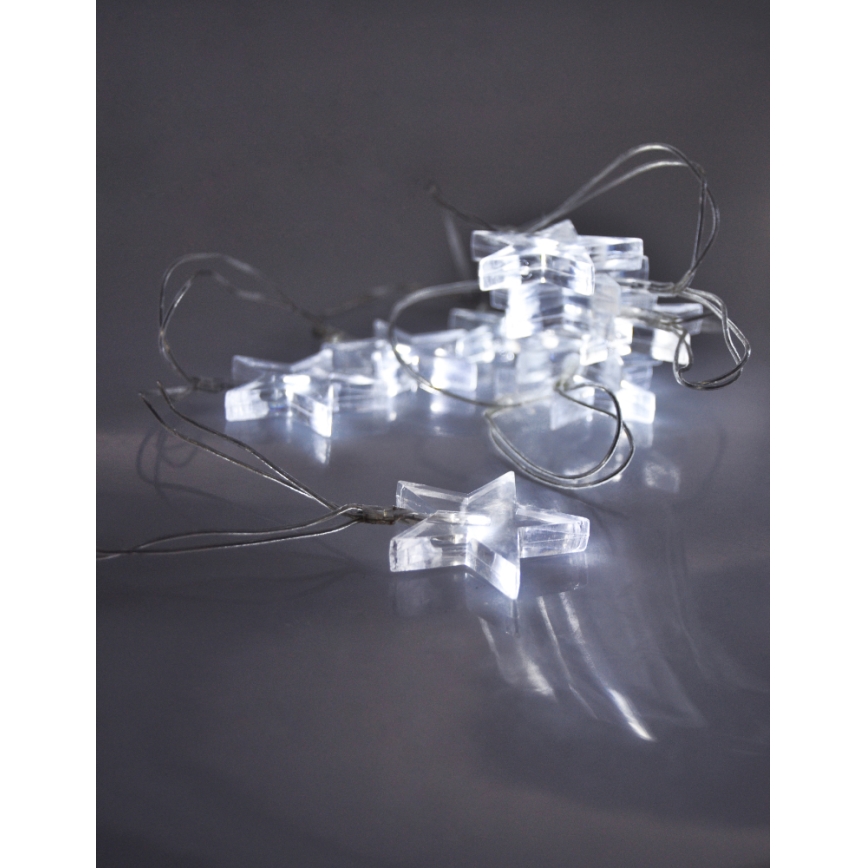 LED Łańcuch świąteczny 2,5 m 10xLED/2xAA gwiazdy białe światło