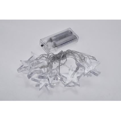 LED Łańcuch świąteczny 2,5 m 10xLED/2xAA gwiazdy białe światło