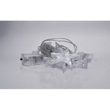 LED Łańcuch świąteczny 2,5 m 10xLED/2xAA gwiazdy białe światło