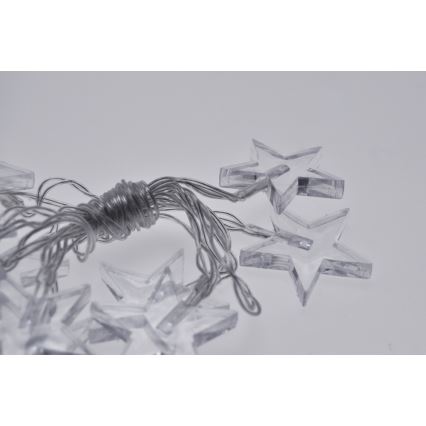 LED Łańcuch świąteczny 2,5 m 10xLED/2xAA gwiazdy białe światło