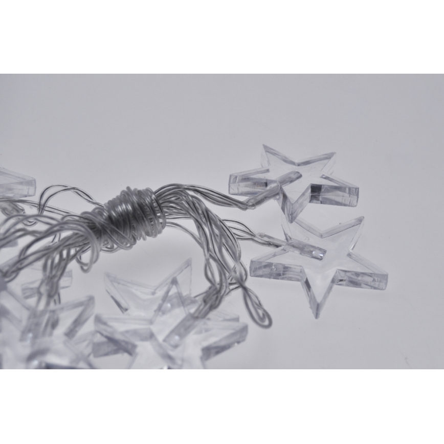 LED Łańcuch świąteczny 2,5 m 10xLED/2xAA gwiazdy białe światło