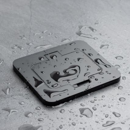 Zewnętrzne wbudowane podłogowe gniazdo IP55 czarny prostokątny