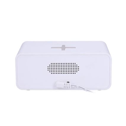 Zegar cyfrowy z bezprzewodową ładowarką Qi 230V/CR2032, biały