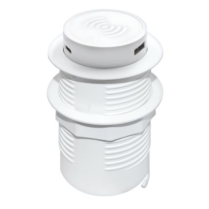 Wbudowana ładowarka bezprzewodowa + USB A+C biały