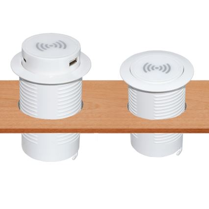 Wbudowana ładowarka bezprzewodowa + USB A+C biały